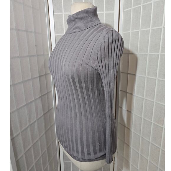 Ashley Stewart Women Gray Ribbed Knit Turtleneck Sweater Shirt Plus Size: 10/12 - Picture 10 of 10